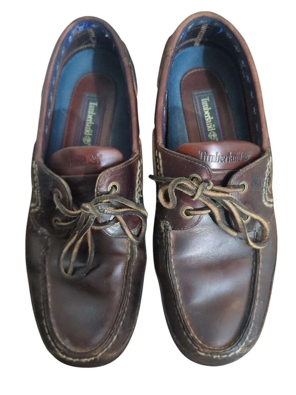 Timberland 11.5 Brown Leather 3-Eye Lug Boat Shoes Rubber Lug Sole Coastal Dad